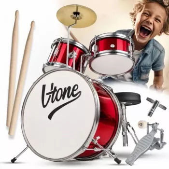 V-TONE VDJR 1 RD Mini Akustik-Schlagzeug 3-teilig rot Junior-Set mit Thron und Sticks
