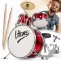 V-TONE VDJR 1 RD Mini Akustik-Schlagzeug 3-teilig rot Junior-Set mit Thron und Sticks