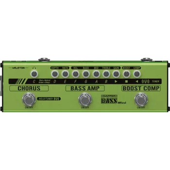 Valeton Dapper Bass Mini Multi-Effekt-Pedal für Bassgitarre mit Kompressor, Boost, Oktave, Fuzz, Chorus, Stimmgerät und DI-Ausgang