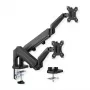 VALUE Dual Arm Desk Mount für LCD-Monitore 13-27 Zoll, höhenverstellbar, VESA 75x75/100x100, Schwarz