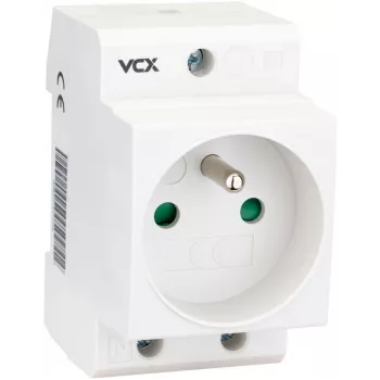 VCX GN TH DIN-Hutschienen-Steckdose mit Schutzleiter 230V 16A Schuko Typ F