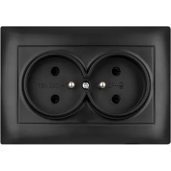 VCX WESA LC 16 Doppelsteckdose mit Schutzkontakt, 16A 250V, Schwarz