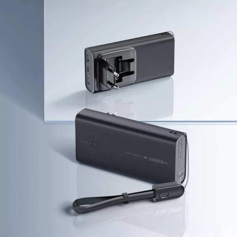 Veger ACE100 W1146 10000mAh 20W PD QC3.0 Power Bank - Schwarz