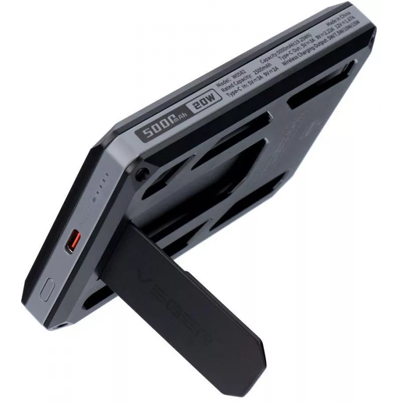 Veger GeoWallet Tracker X5 5000 mAh 20W PD QC 3.0 MFi MagSafe USB-C Power Bank - Schwarz
