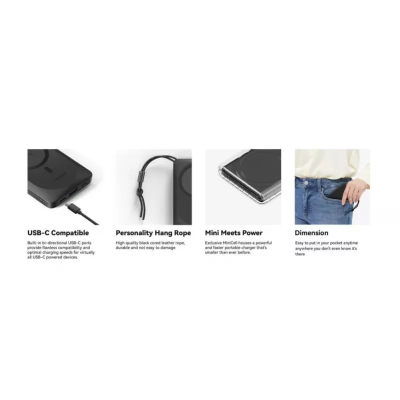Veger MagOn Power Bank 10000 mAh Weiß - MagSafe-kompatibel, PD QC3.0 20W kabelloses Laden