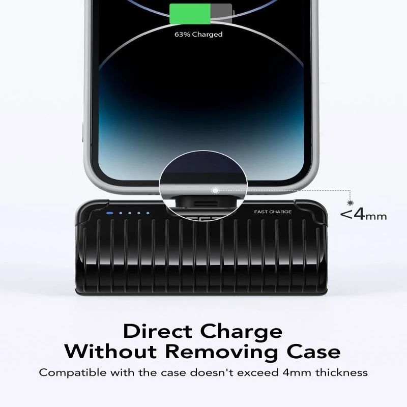 Veger PlugOn Power Bank (W0558P) 5000 mAh 20W PD QC3.0 mit integriertem Lightning-Anschluss Schwarz