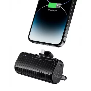 Veger PlugOn Power Bank (W0558P) 5000 mAh 20W PD QC3.0 mit integriertem Lightning-Anschluss Schwarz