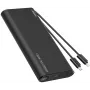 VEGER TCE130 130W PD Power Bank 25000mAh mit integrierten USB-C- und Lightning-Kabeln, Schwarz