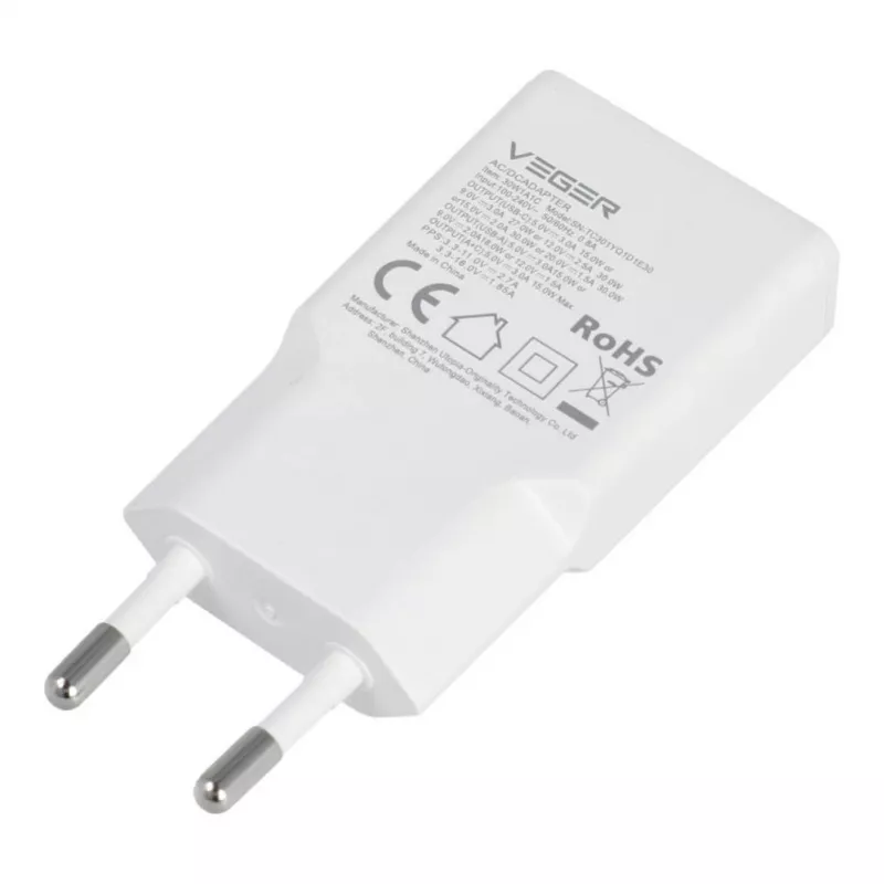 VEGER USB-A + USB-C QC PD 30W Wandladegerät 30W1A1C Weiß