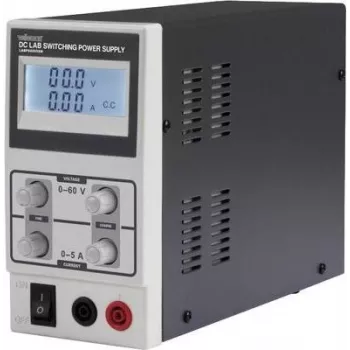 Velleman LABPS6005SM 60V 5A 300W geregeltes DC-Labornetzgerät mit LED-Anzeige, Schwarz/Grau