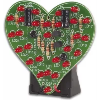 Velleman MK101 Blinkendes Herz Lötbausatz - Rote LED Herz-Anzeige, 9V DC, 16 LEDs, Anfänger Lernendes DIY Elektronikprojekt