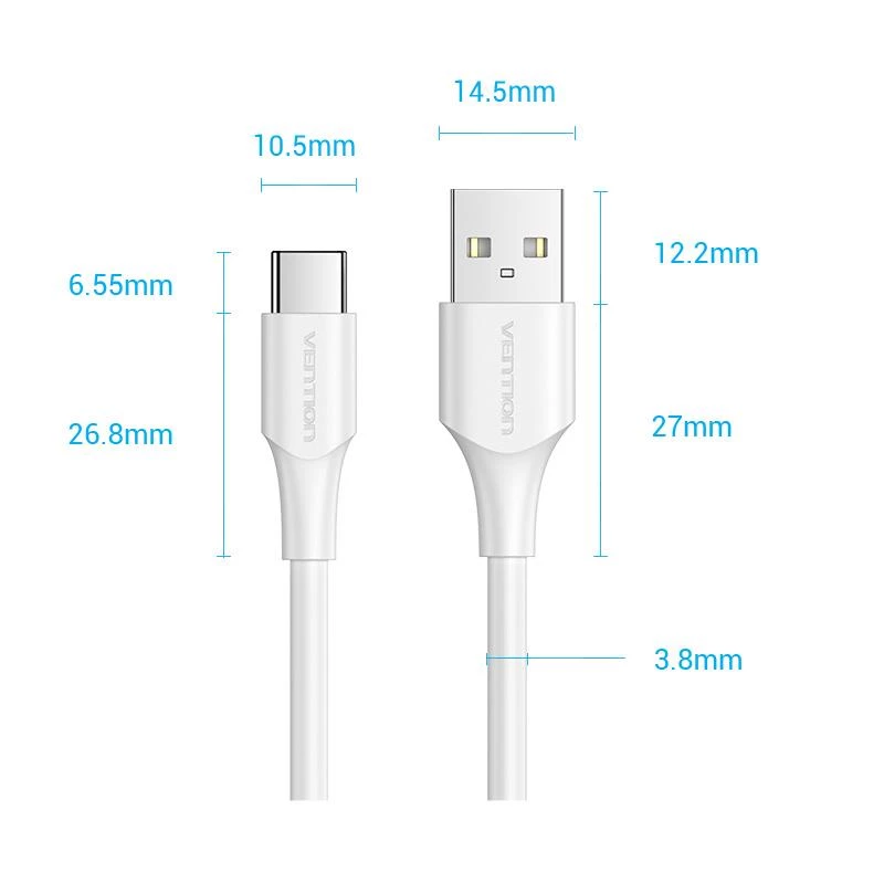 VENTION CTHWF USB-C auf USB 2.0 Kabel 3A 1m Weiß