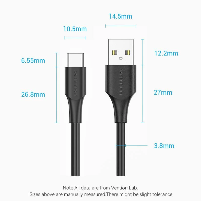 VENTION USB-C auf USB 2.0 Kabel 2m Schwarz CTHBH