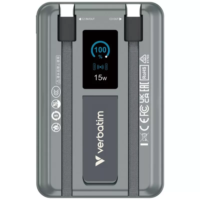 Verbatim Charge'n'Go Powerbank 2C & Display 10000 mAh Grau