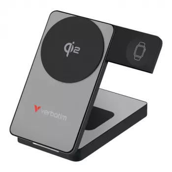 Verbatim Charge 'n' Go Qi2 Power Bank 10000 mAh, Magnetic Mount, Grau