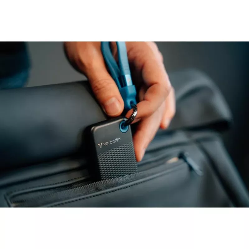 Verbatim Pocket SSD 512GB USB 3.2 Gen 2 Type-C Externe Solid-State-Festplatte, Schwarz/Blau 32283