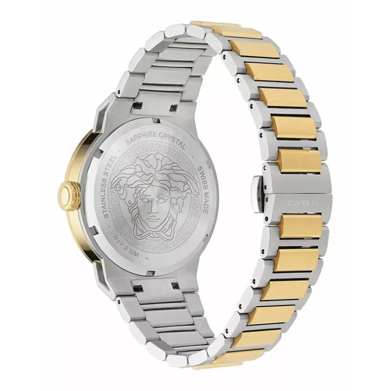 VERSACE MAN VE7E00423 43mm Swiss Quartz Chronograph Edelstahl Uhr Blaues Zifferblatt