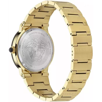 VERSACE V-Chrono Herrenuhr VE7G00323 38mm schwarzes Zifferblatt Lederarmband