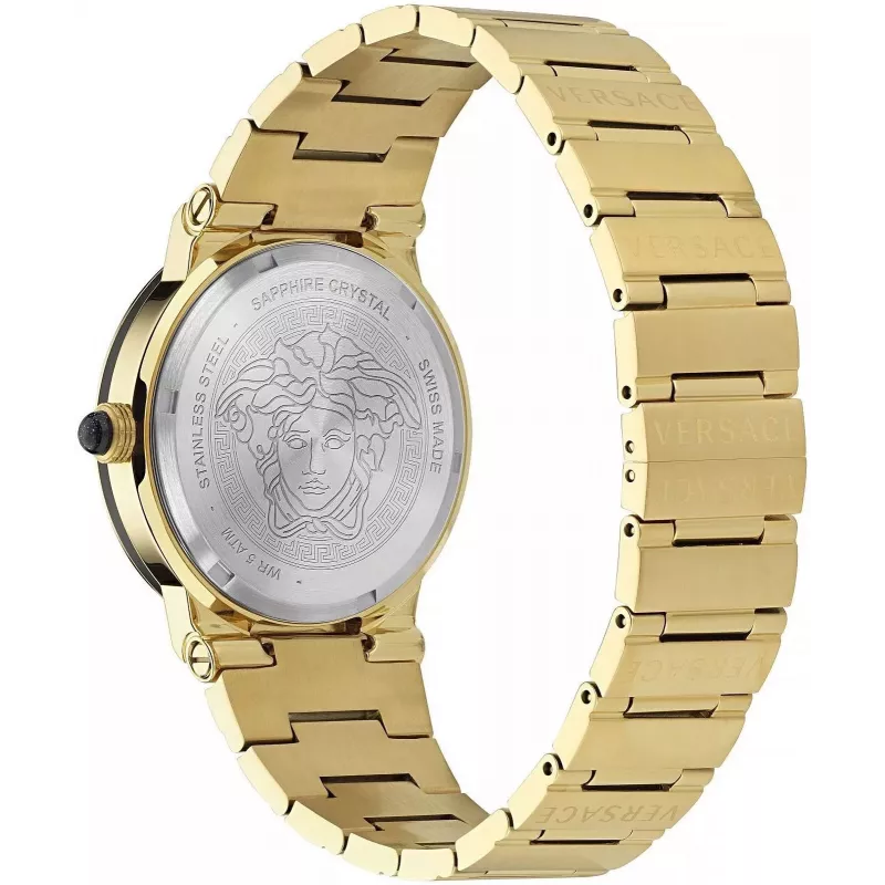 VERSACE V-Chrono Herrenuhr VE7G00323 38mm schwarzes Zifferblatt Lederarmband