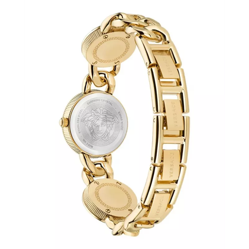 Versace V-Circle Damen Schweizer Quarz Uhr 26mm schwarzes Zifferblatt Lederarmband VE3C00422
