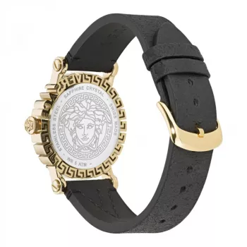 Versace V-Circle Damen Swiss-Quartz-Uhr VE6D00223 40mm schwarzes Zifferblatt Lederarmband