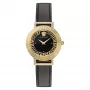 Versace V-Circle Damenuhr VE3D00322 36mm Swiss Quartz Edelstahl Schwarzes Zifferblatt Lederarmband