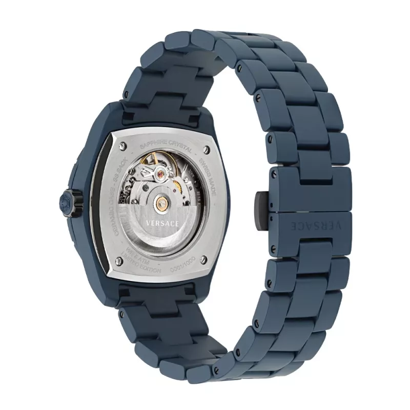 Versace V-Extreme Pro Herren Swiss-Quarz-Uhr VE7K00223 43mm Edelstahl Schwarzes Zifferblatt Silberfarbenes Armband