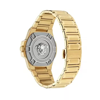 Versace V-Motif Virtual Damenuhr VE3I00723 44mm Swiss Quarz schwarzes Zifferblatt Lederarmband