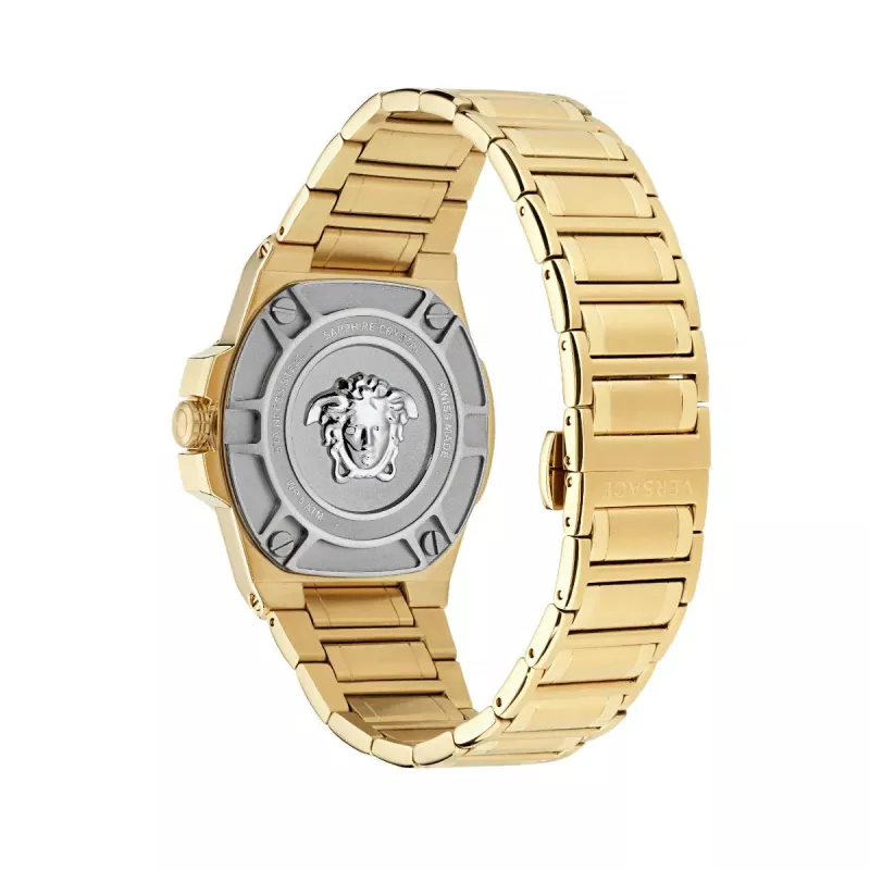 Versace V-Motif Virtual Damenuhr VE3I00723 44mm Swiss Quarz schwarzes Zifferblatt Lederarmband