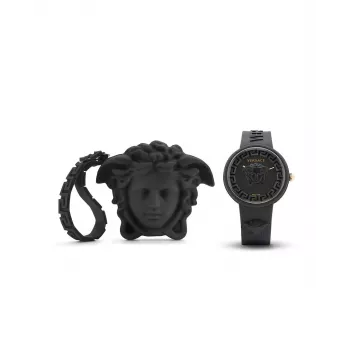 Versace V-Motif Damen Schweizer Quarz Uhr VE6G00223 39mm Schwarzes Zifferblatt Lederarmband