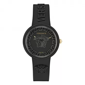 Versace V-Motif Damen Schweizer Quarz Uhr VE6G00223 39mm Schwarzes Zifferblatt Lederarmband