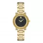 VERSACE V-Motif Damen Swiss Quarz Uhr VE6I00523 35mm Schwarzes Zifferblatt Schwarzes Leder