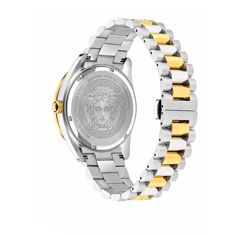 VERSACE V-Race Herrenuhr Swiss Quartz Edelstahl 42mm schwarzes Zifferblatt VE8E00424
