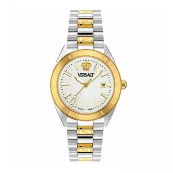 VERSACE V-Race Herrenuhr Swiss Quartz Edelstahl 42mm schwarzes Zifferblatt VE8E00424