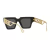 VERSACE VE4431F-GB187 Damen Katzenaugen-Sonnenbrille - Schwarzer Acetatrahmen, graue Polyamidgläser, UV400-Schutz, 50/22/145 mm