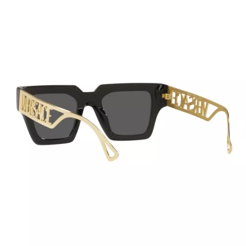 VERSACE VE4431F-GB187 Damen Katzenaugen-Sonnenbrille - Schwarzer Acetatrahmen, graue Polyamidgläser, UV400-Schutz, 50/22/145 mm