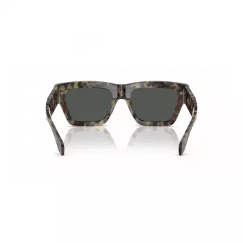 VERSACE VE4464-545687 Herren-Rechteck-Sonnenbrille, transparent grauer Rahmen, dunkelgraue Gläser, 52 mm