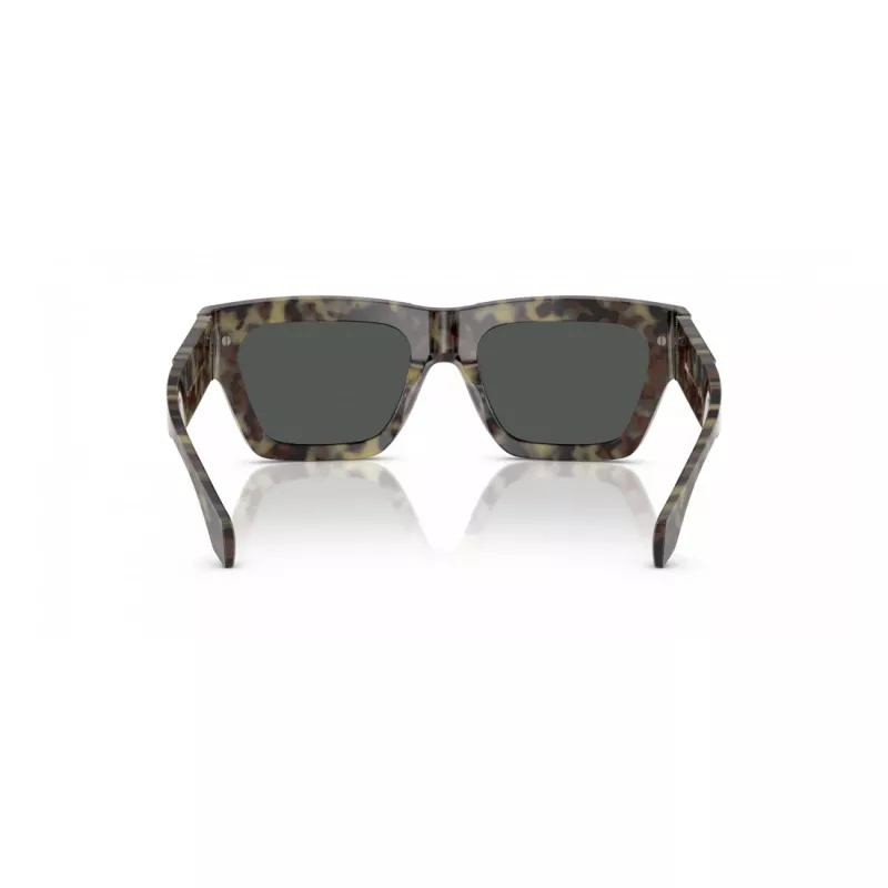 VERSACE VE4464-545687 Herren-Rechteck-Sonnenbrille, transparent grauer Rahmen, dunkelgraue Gläser, 52 mm