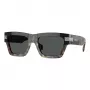 VERSACE VE4464-545687 Herren-Rechteck-Sonnenbrille, transparent grauer Rahmen, dunkelgraue Gläser, 52 mm