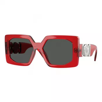 VERSACE VE4478U550087 Damen-Sonnenbrille - Schwarzer Acetatrahmen, graue Polycarbonatgläser, 55 mm Glasbreite, 100 % UV400-Schutz