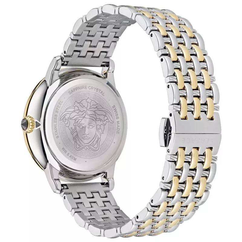 VERSACE VE6F00423 Unisex Swiss Quartz Watch 38mm Black Dial Leather Strap