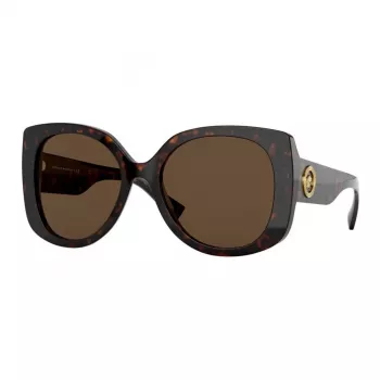 VERSACE Damen-Sonnenbrille VE4375F-10873 Havana Acetat Square Full-Rim Gradient Braune Gläser 53mm
