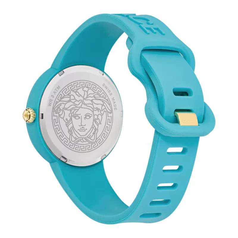 Versace Damen V-Motif Swiss Quartz Uhr VE6G00423 (39mm) Schwarzes Zifferblatt Lederarmband