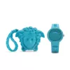 Versace Damen V-Motif Swiss Quartz Uhr VE6G00423 (39mm) Schwarzes Zifferblatt Lederarmband