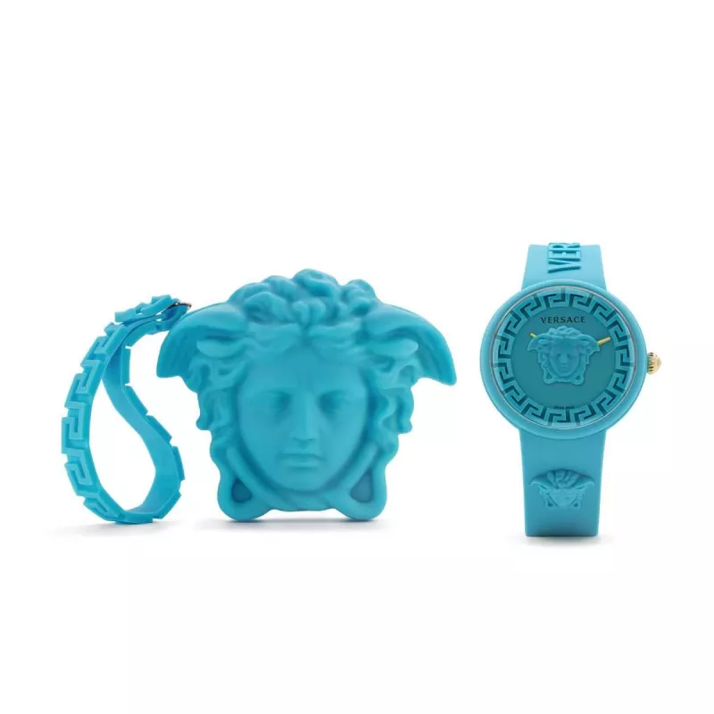 Versace Damen V-Motif Swiss Quartz Uhr VE6G00423 (39mm) Schwarzes Zifferblatt Lederarmband