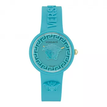 Versace Damen V-Motif Swiss Quartz Uhr VE6G00423 (39mm) Schwarzes Zifferblatt Lederarmband