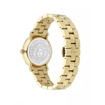VERSACE Damenuhr VE7F00623 Swiss Quarz 35mm schwarzes Zifferblatt Lederarmband
