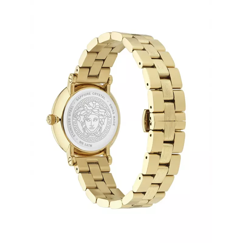 VERSACE Damenuhr VE7F00623 Swiss Quarz 35mm schwarzes Zifferblatt Lederarmband