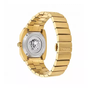 VERSACE Damenuhr VE8F00424 Quarz, 44mm schwarzes Zifferblatt mit Lederarmband