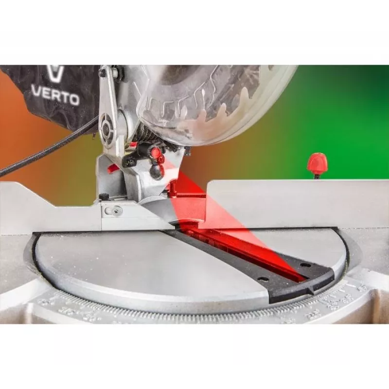 VERTO Kapp- und Gehrungssäge 1500 W, 210 x 30 mm Sägeblatt, 5000 U/min, Laserführung, Aluminiumbasis